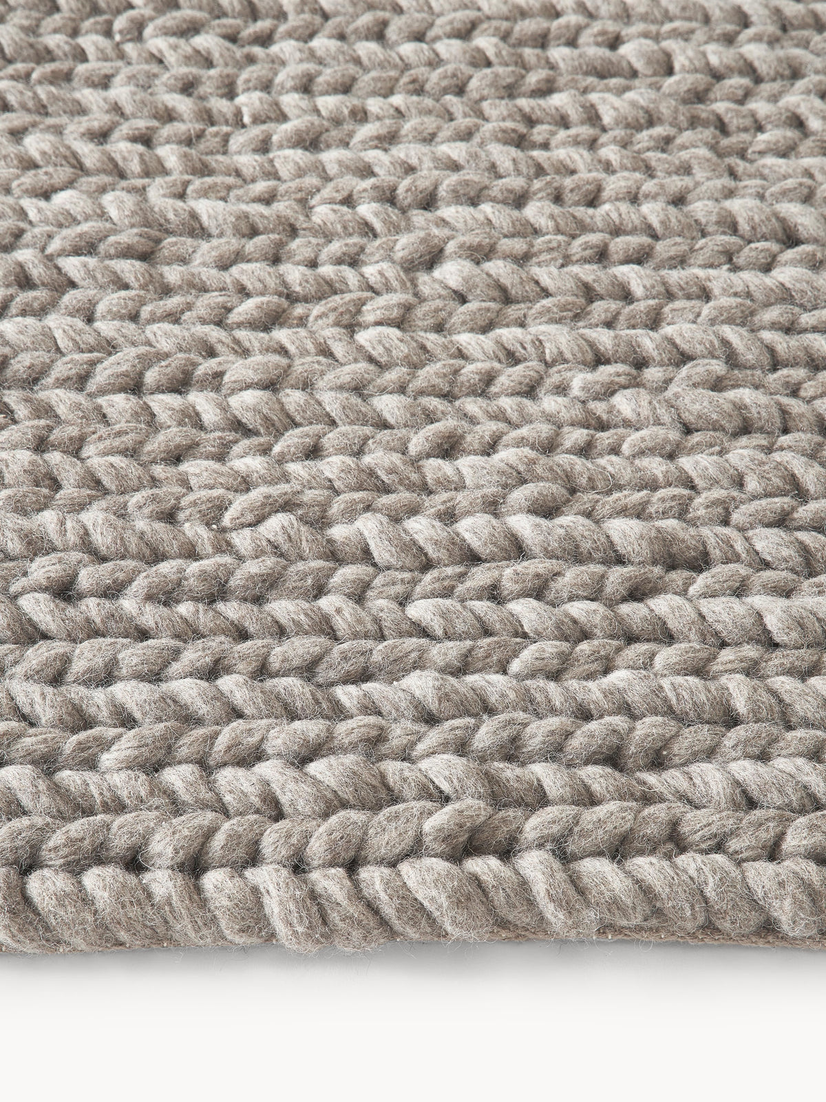Bruna Wool Rug with Braided Texture, Handmade