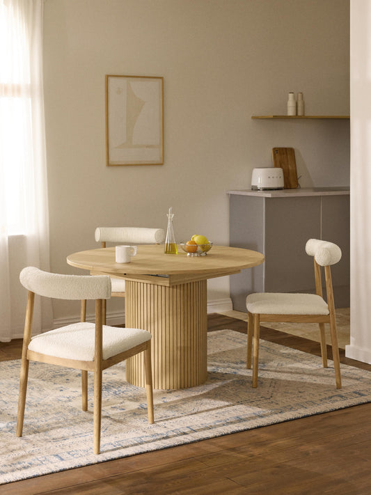 Filo Grooved-Texture Extendable Dining Table, 120 - 160 x 75 cm