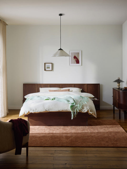Nanto Bed in Wood with Headboard and Bedside Tables