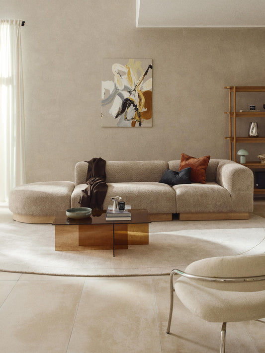 Natalie Modular Ottoman with Stool in Teddy Bouclé (Left/Right)