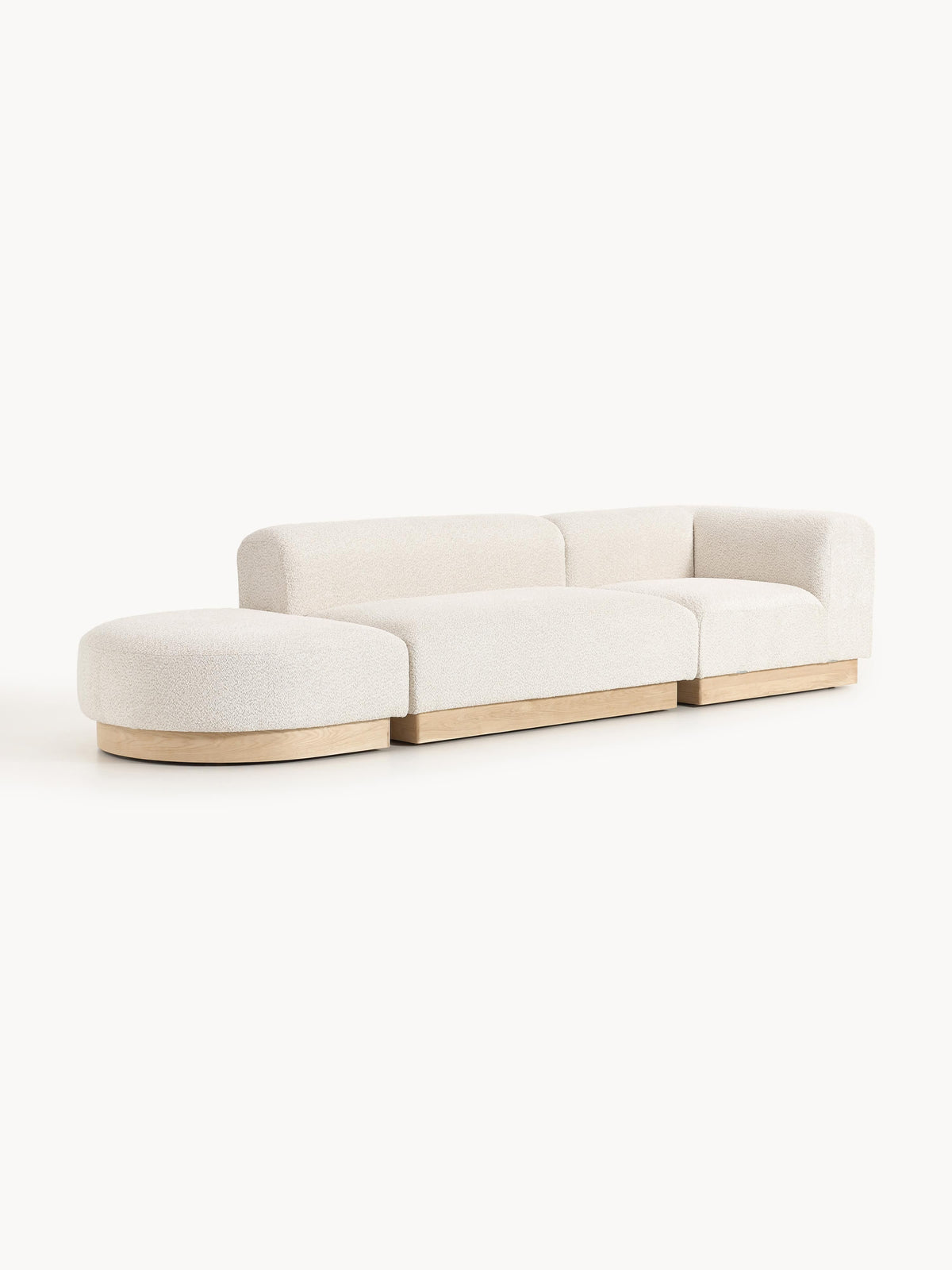 Natalie Modular Ottoman with Stool in Teddy Bouclé (Left/Right)