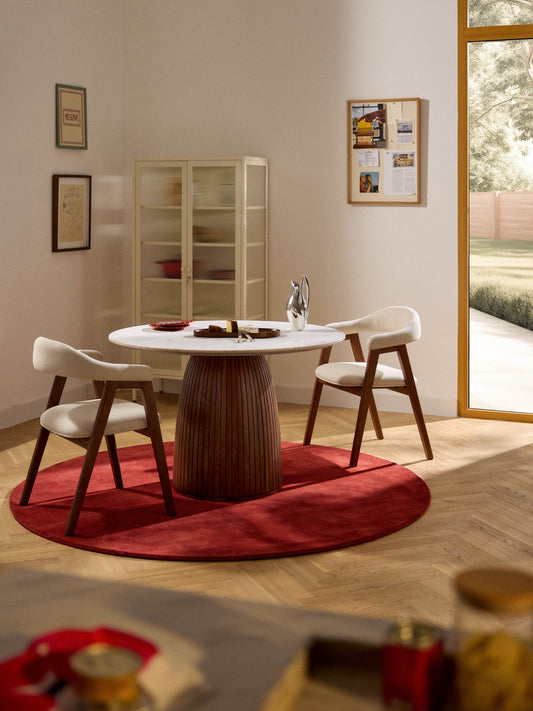 Nelly Round Dining Table with Tabletop in Marble, Ø 115 cm