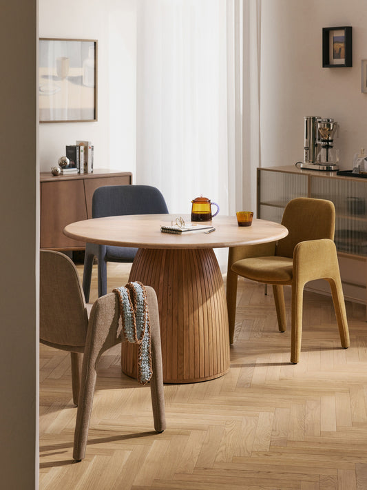 Nelly Round Fluted-Texture Dining Table, in Various Sizes