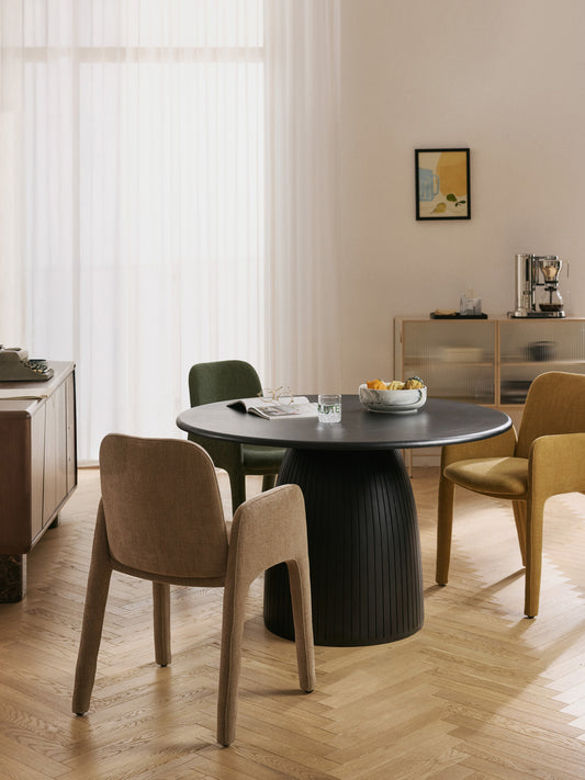 Nelly Round Fluted-Texture Dining Table, in Various Sizes