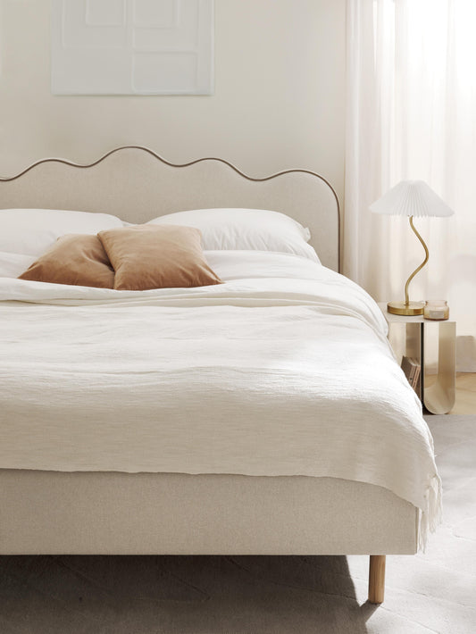Romy Wavy-Headboard Upholstered Bed