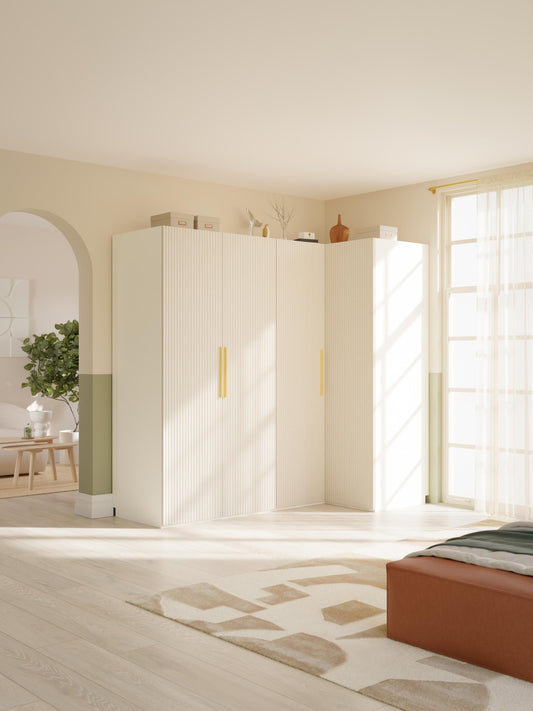 Simone Corner Modular Wardrobe in Various Sizes, 215 cm Wide