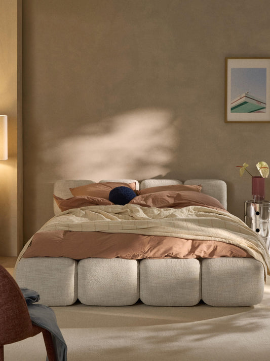 Tayla Bed, Upholstered in Bouclé