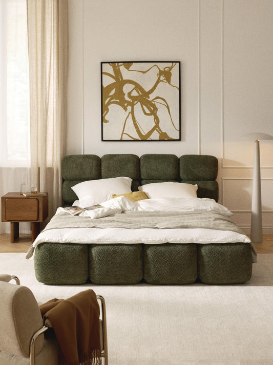 Tayla Bed, Upholstered in Teddy Bouclé