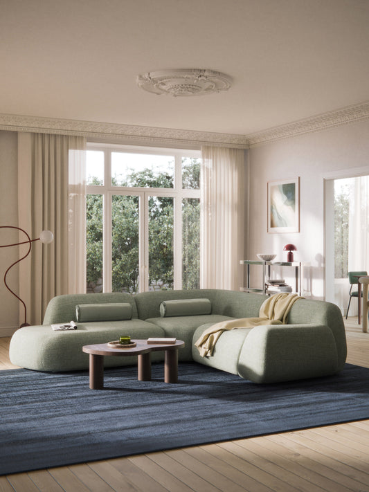 Wolke 4-Seater Modular Corner Sofa in Bouclé with Chaise Longue