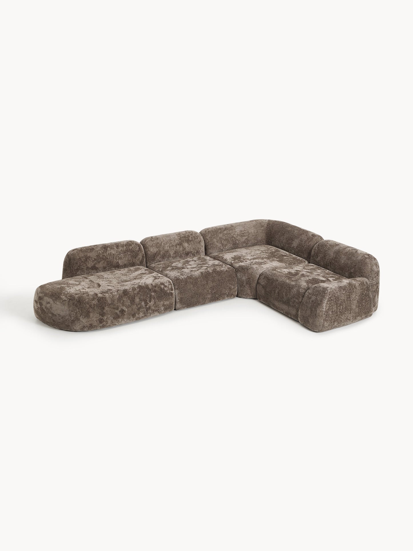 Wolke XL Modular Corner Sofa in Teddy Bouclé with Chaise Longue