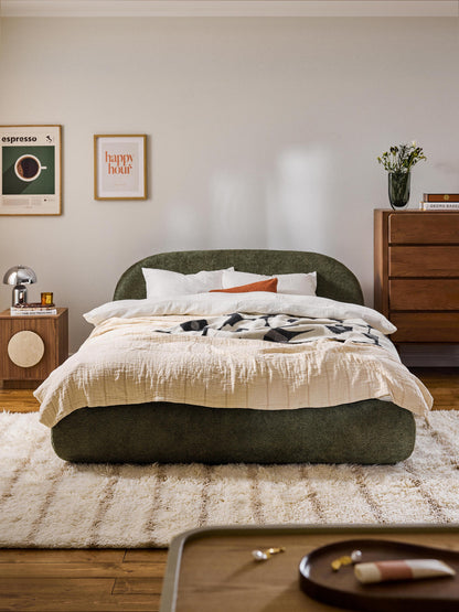 Alba Bed, Upholstered in Teddy Bouclé