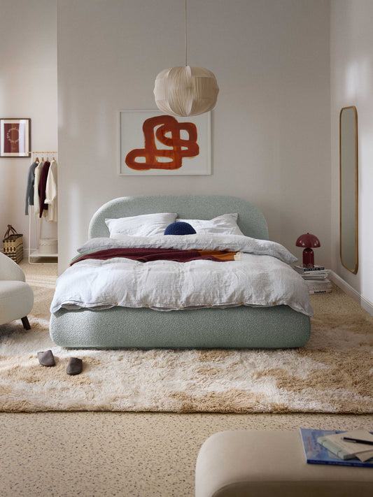 Alba Upholstered Bed in Bouclé