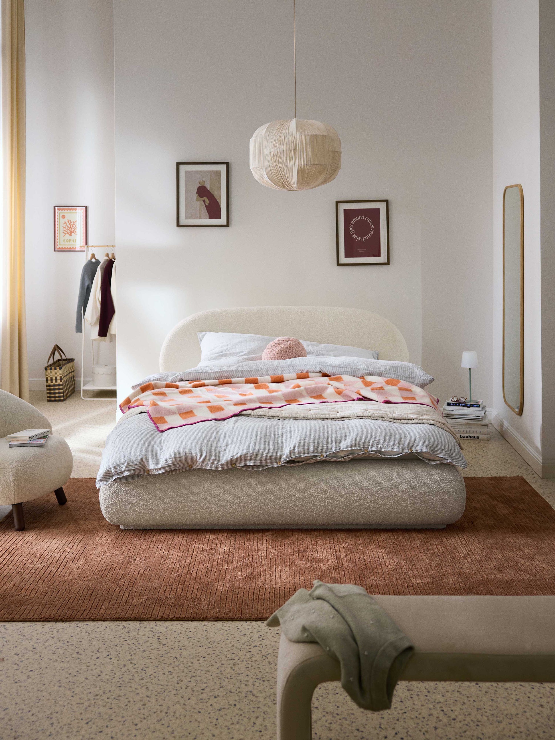 Alba Upholstered Bed in Bouclé