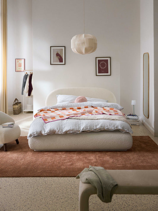 Alba Upholstered Bed in Bouclé