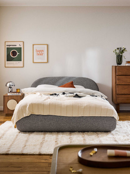 Alba Upholstered Bed in Bouclé