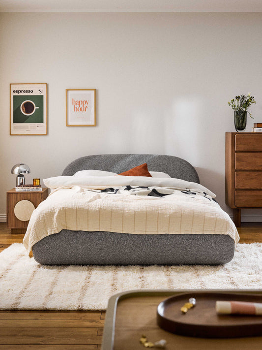 Alba Upholstered Bed in Bouclé