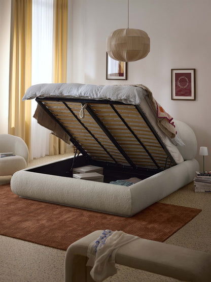 Alba Upholstered Storage Bed in Teddy