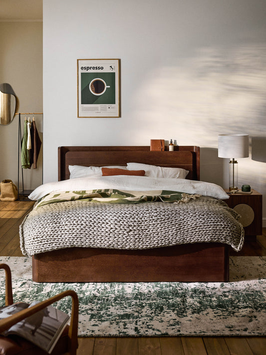 Allow Bed in Wood with Drawers