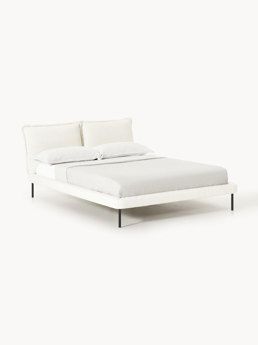 Amelia Bed, Upholstered in Teddy Bouclé