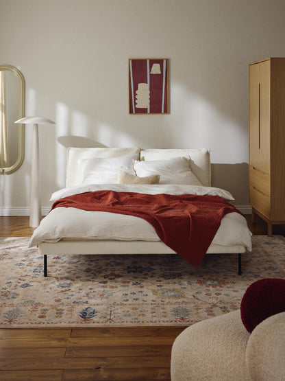 Amelia Bed, Upholstered in Teddy Bouclé