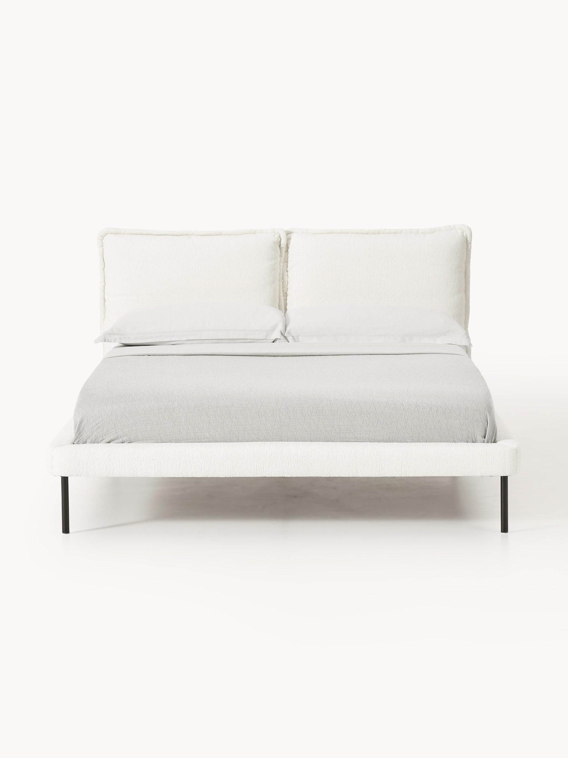 Amelia Bed, Upholstered in Teddy Bouclé
