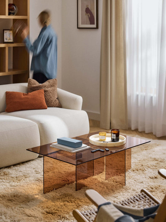 Anouk Coffee Table in Glass, W 102 cm