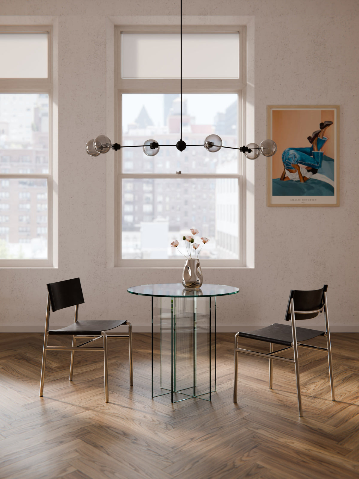 Anouk Dining Table in Glass, Round, in Various Sizes