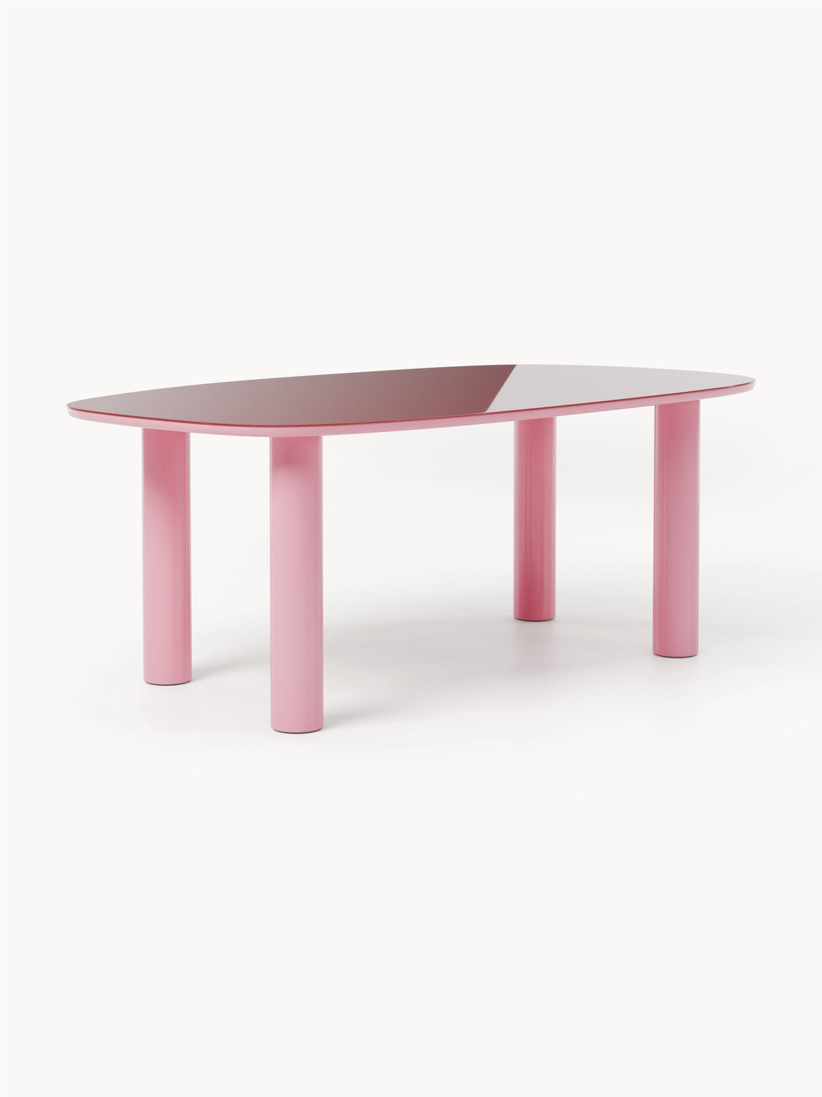 Beni Organic Dining Table with Tabletop in Glass, 200 x 110 cm