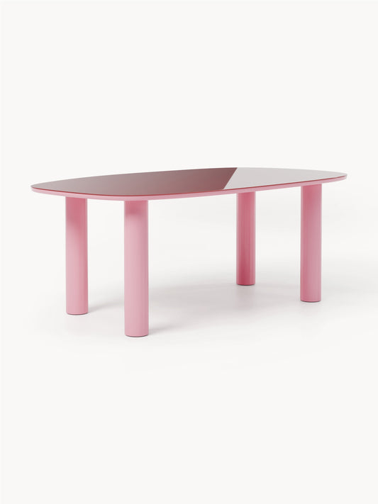 Beni Organic Dining Table with Tabletop in Glass, 200 x 110 cm