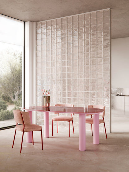 Beni Organic Dining Table with Tabletop in Glass, 200 x 110 cm