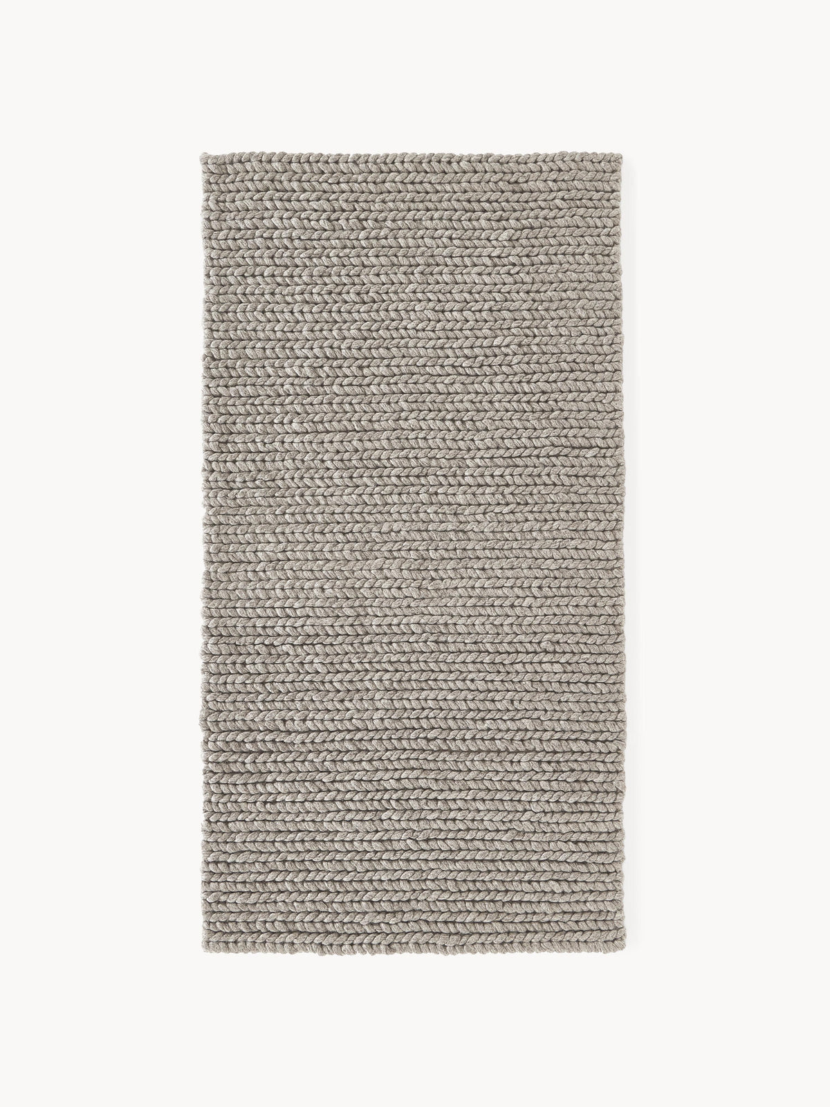Bruna Wool Rug with Braided Texture, Handmade