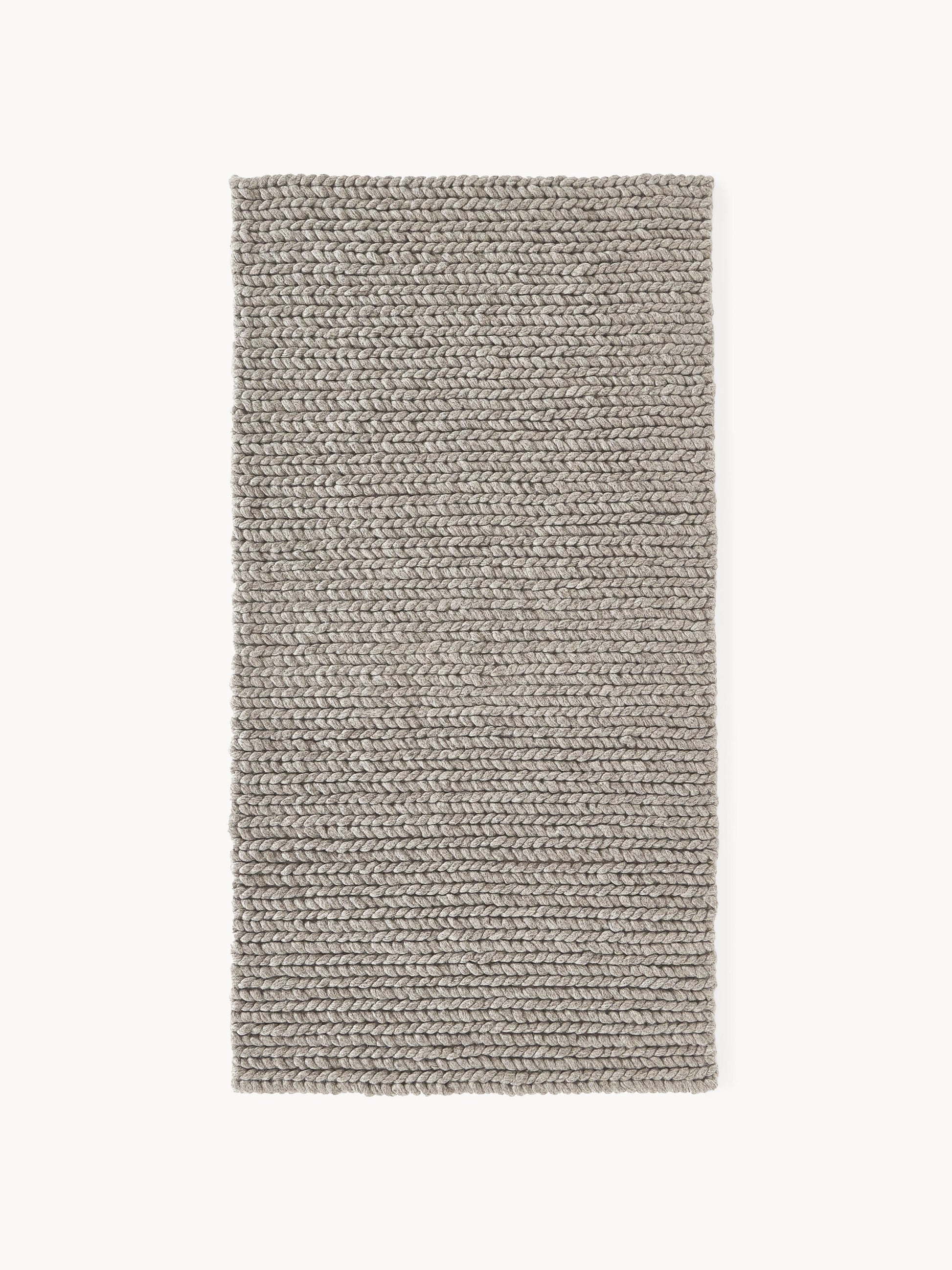Bruna Wool Rug with Braided Texture, Handmade