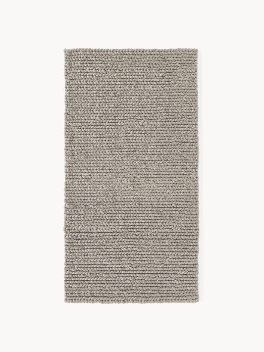 Bruna Wool Rug with Braided Texture, Handmade