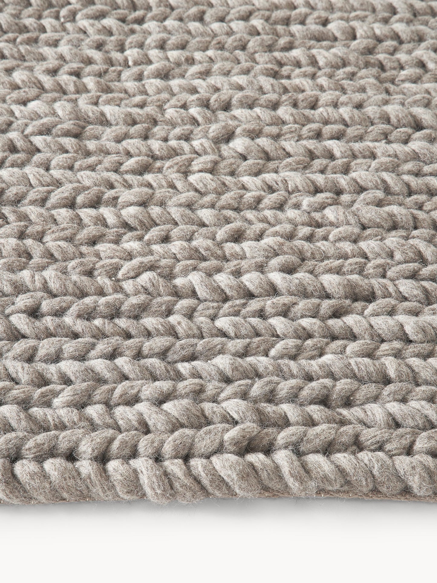 Bruna Wool Rug with Braided Texture, Handmade