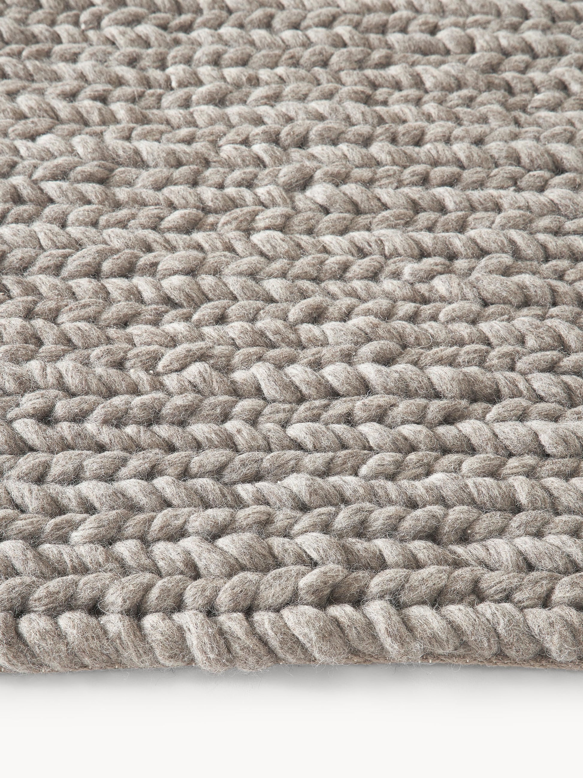 Bruna Wool Rug with Braided Texture, Handmade