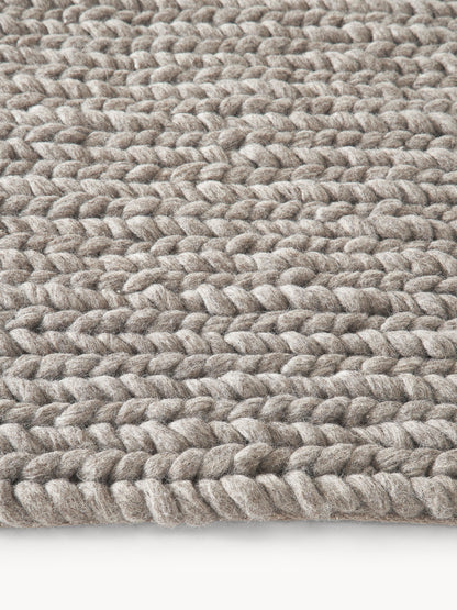 Bruna Wool Rug with Braided Texture, Handmade