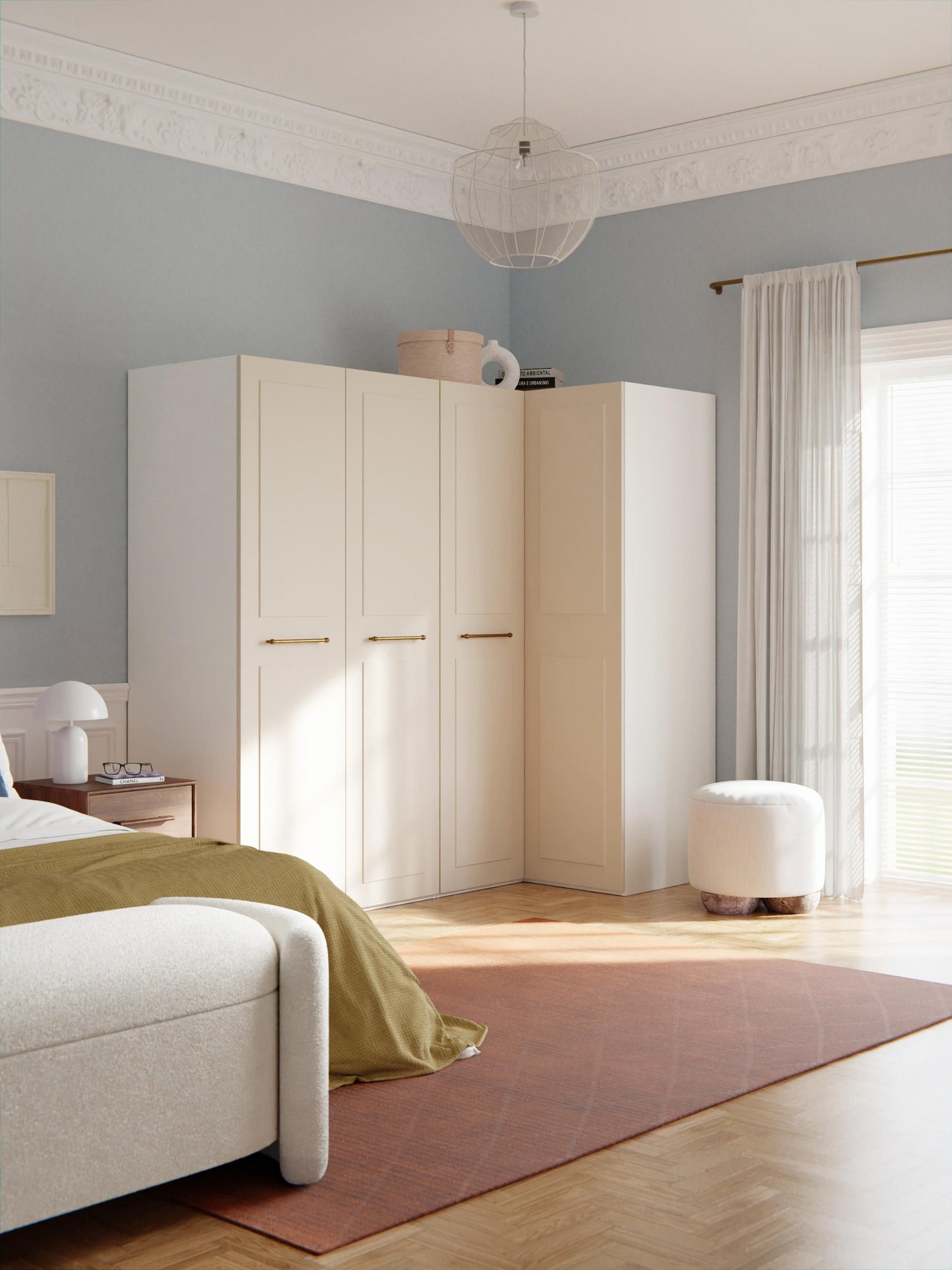 Charlotte Corner Modular Wardrobe in Various Sizes, 215 cm Wide