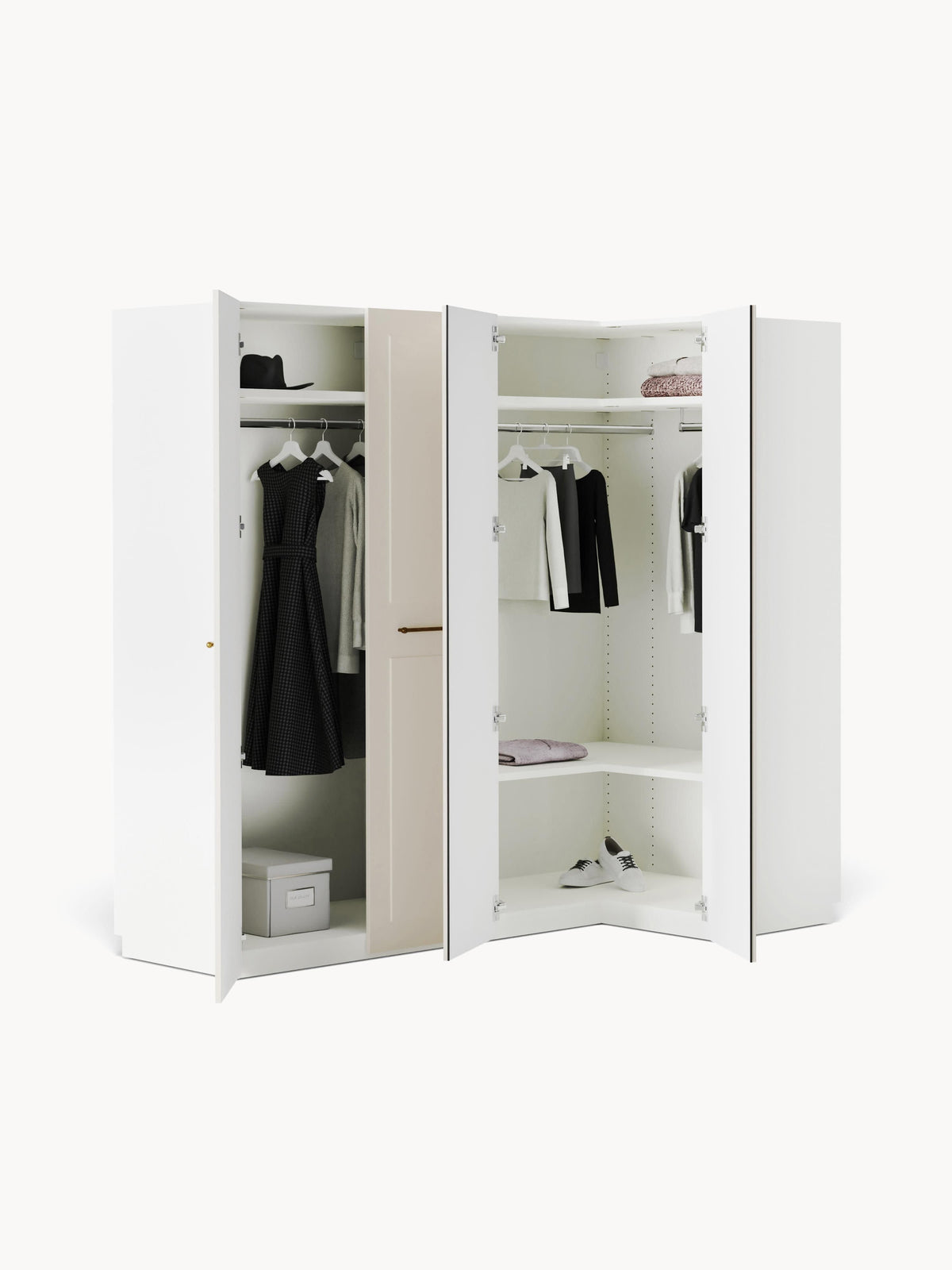 Charlotte Corner Modular Wardrobe in Various Sizes, 215 cm Wide