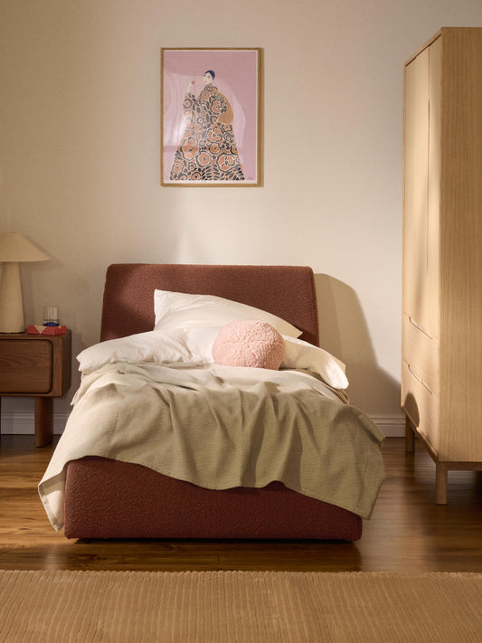 Cloud Single Storage Bed in Bouclé