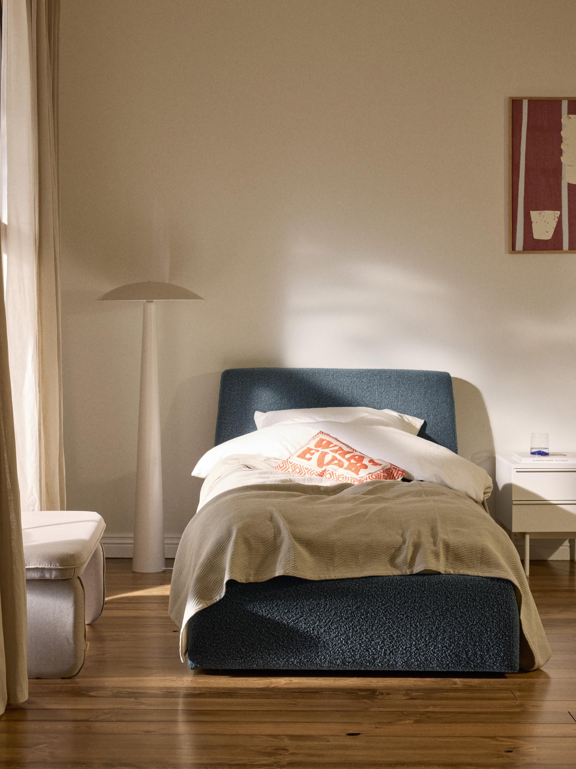 Cloud Single Storage Bed in Bouclé