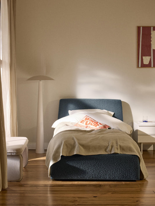 Cloud Single Storage Bed in Bouclé