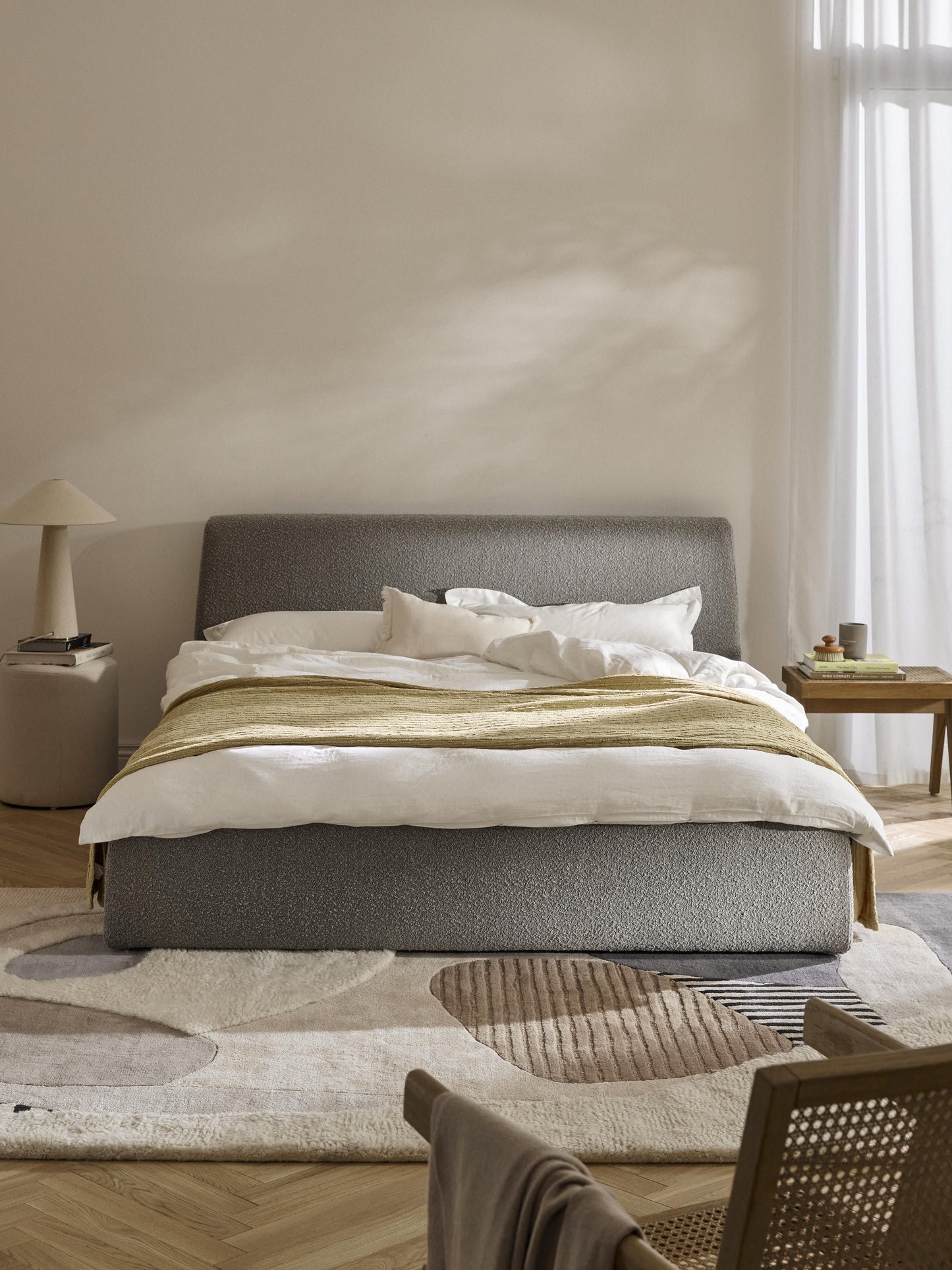 Cloud Upholstered Storage Bed in Bouclé