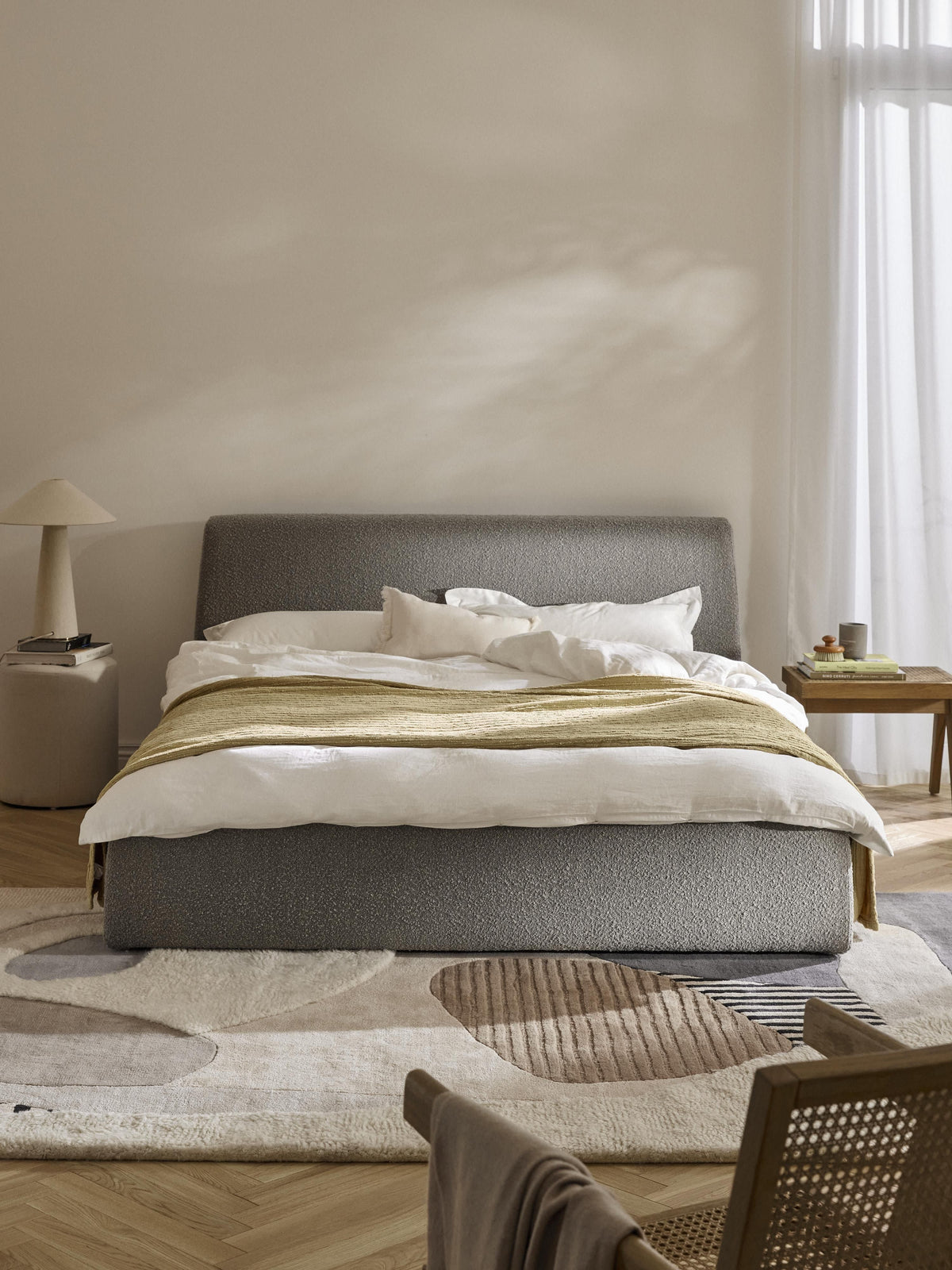 Cloud Upholstered Storage Bed in Bouclé