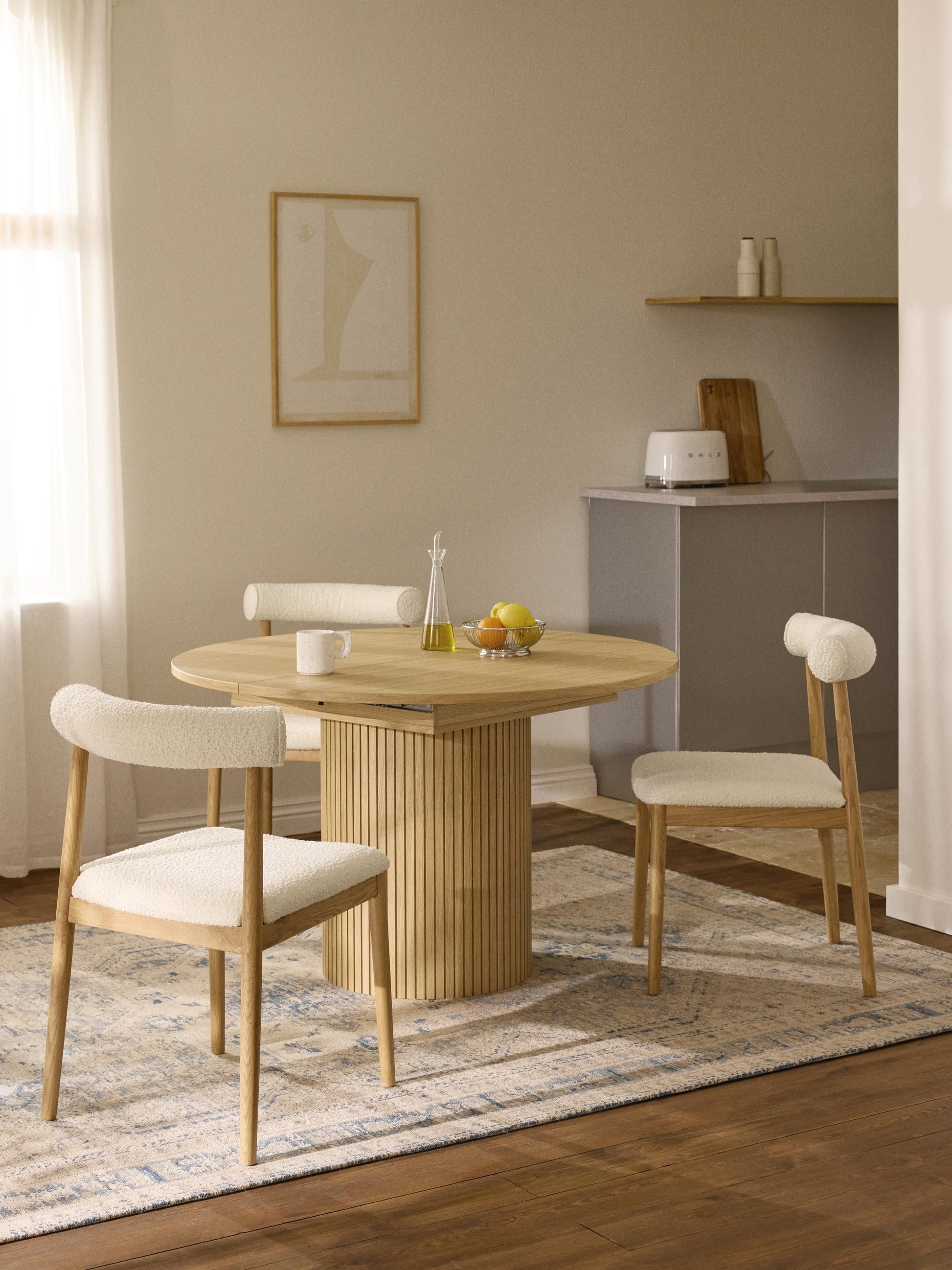 Filo Grooved-Texture Extendable Dining Table, 120 - 160 x 75 cm