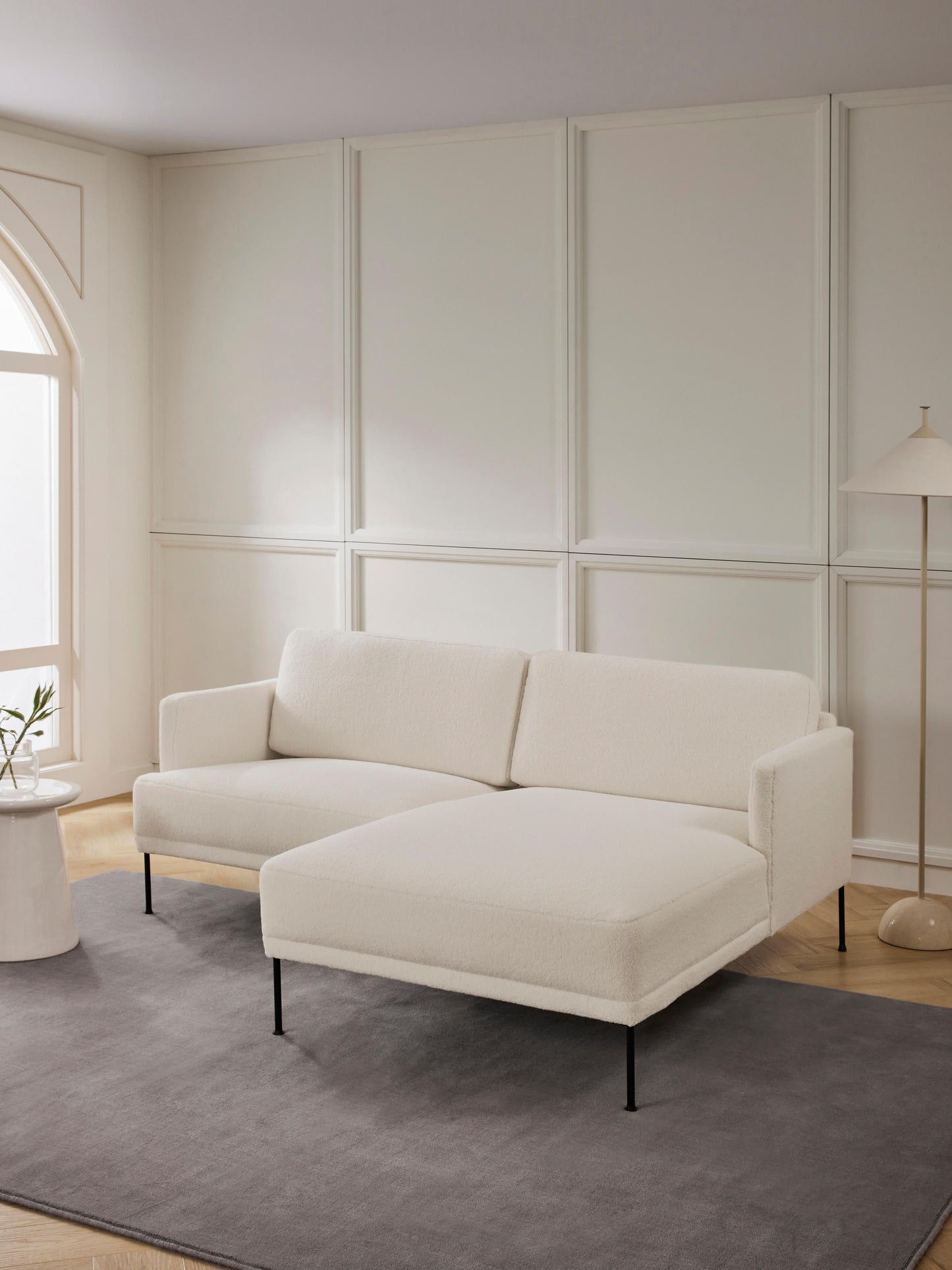 Fluente Corner Sofa in Teddy Fabric, Small