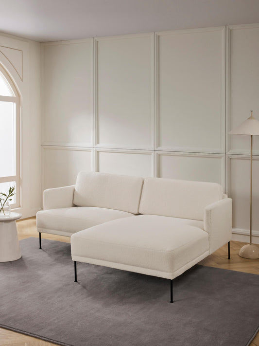 Fluente Corner Sofa in Teddy Fabric, Small
