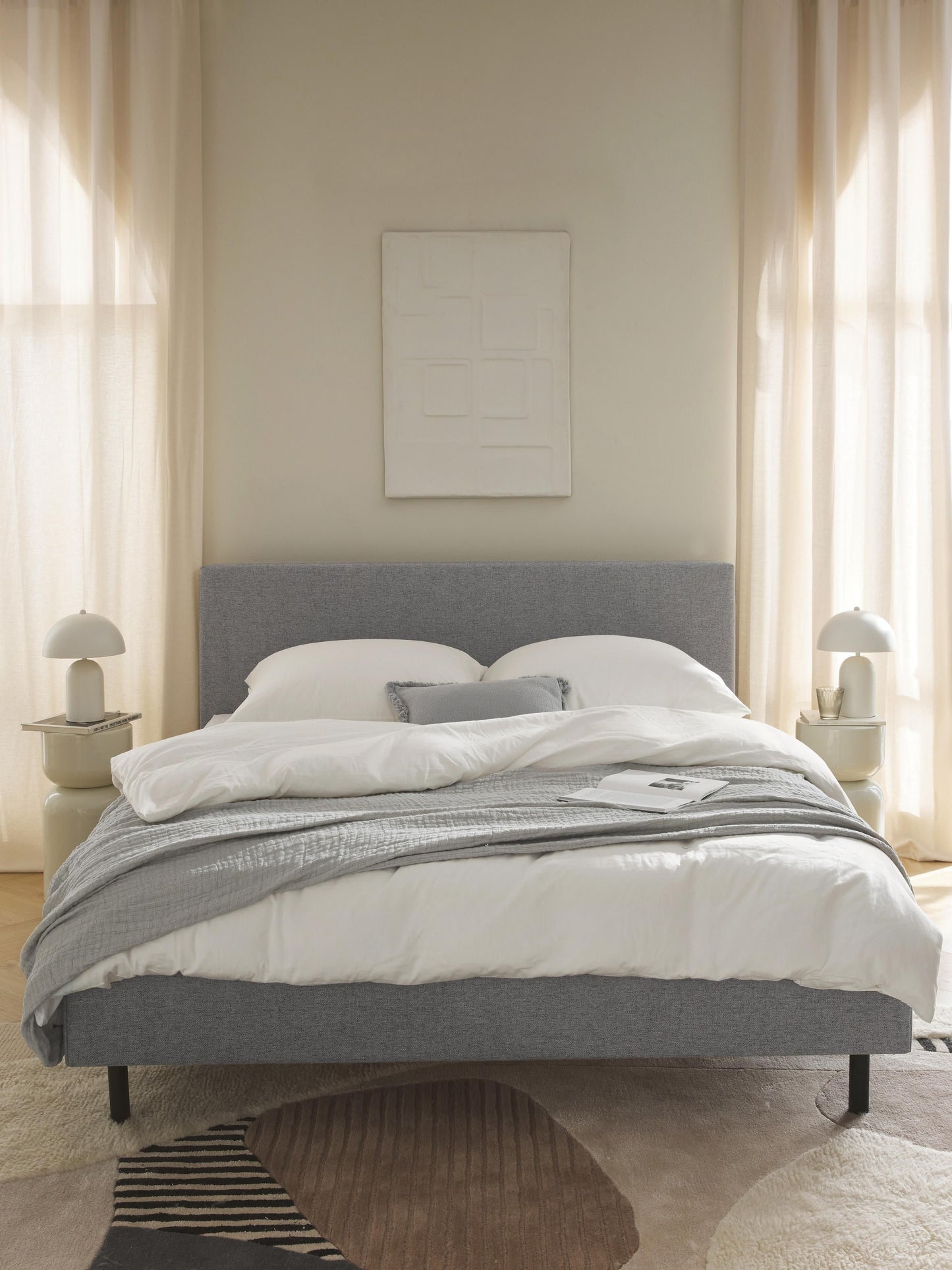 Giulia Upholstered Bed, Wooden Feet