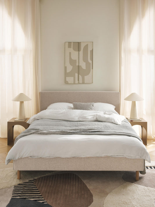 Giulia Upholstered Bed, Wooden Feet