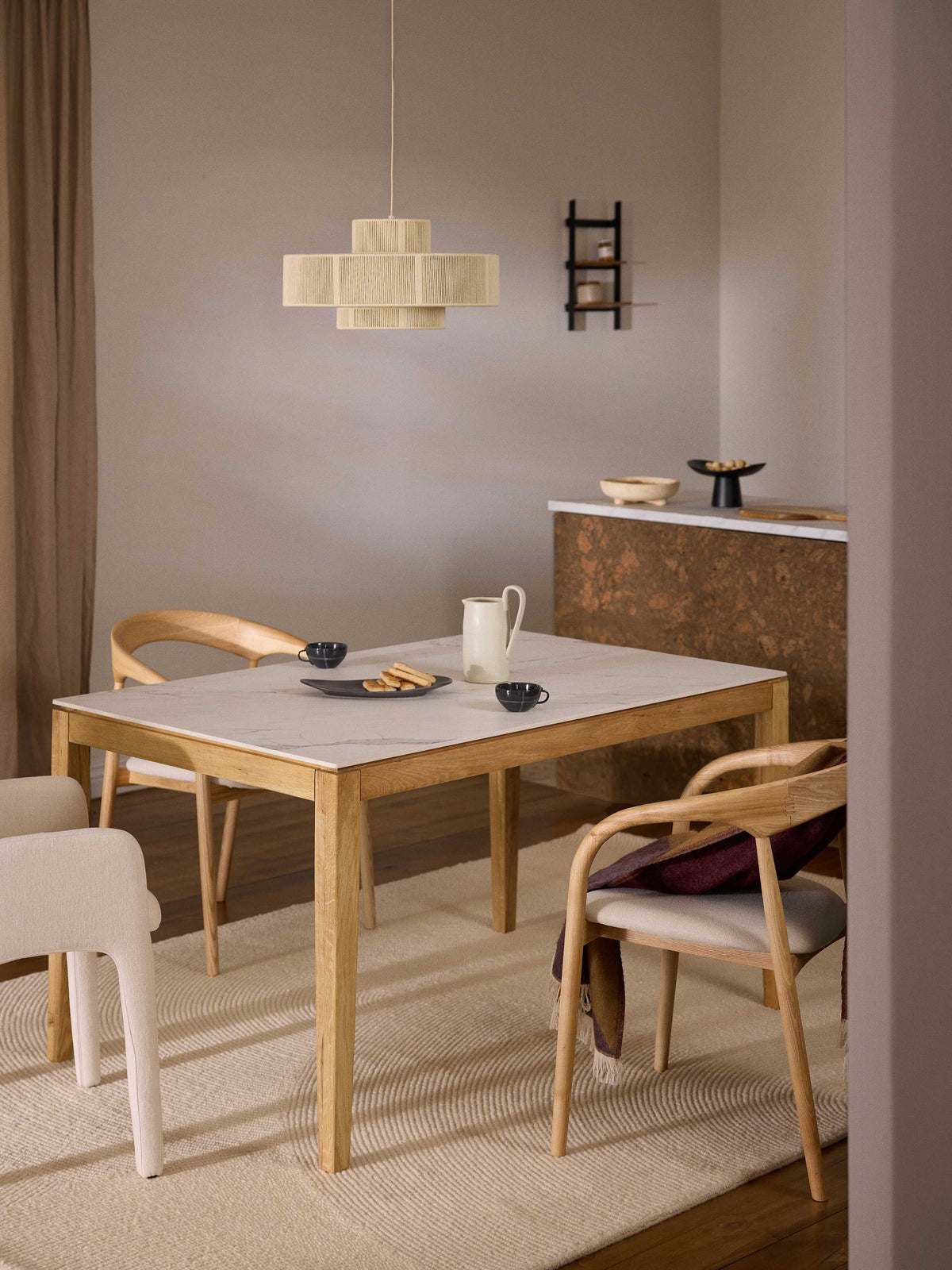 Jackson Dining Table with Tabletop in Marble Look, in Various Sizes