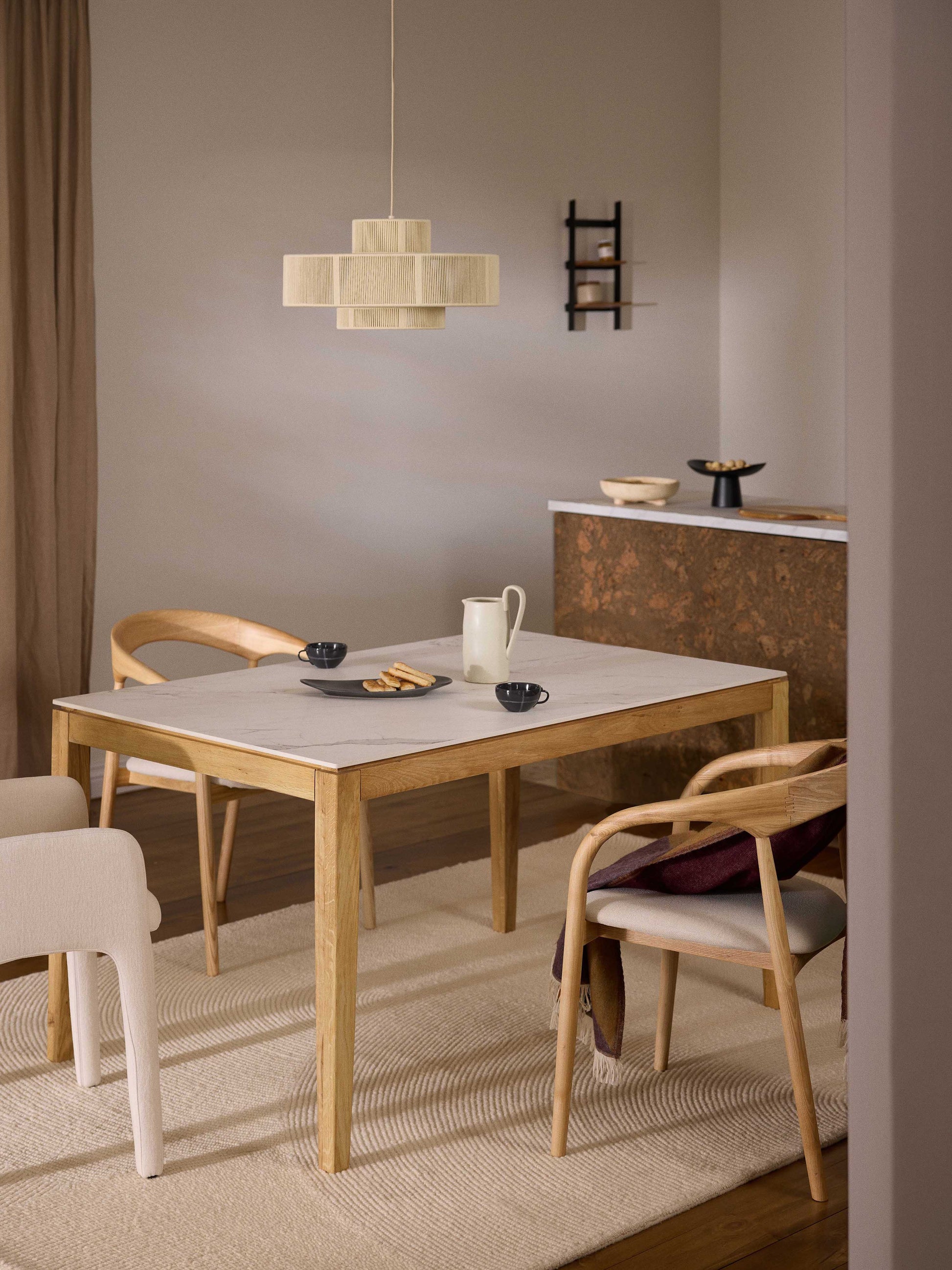 Jackson Dining Table with Tabletop in Marble Look, in Various Sizes